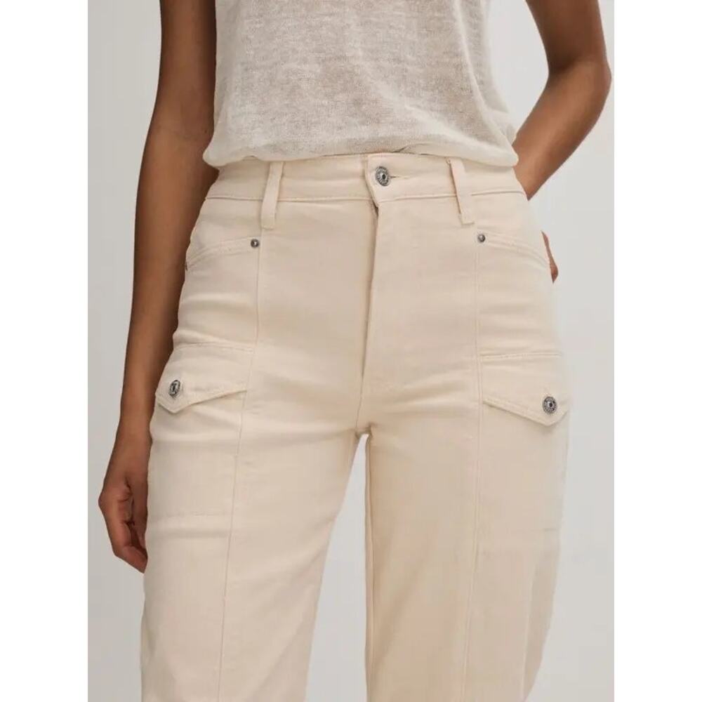 PAIGE Alexis Utility Cargo Jeans Ivory Blonde Wide Leg Carpenter Barrel Pants 29 - Picture 11 of 13